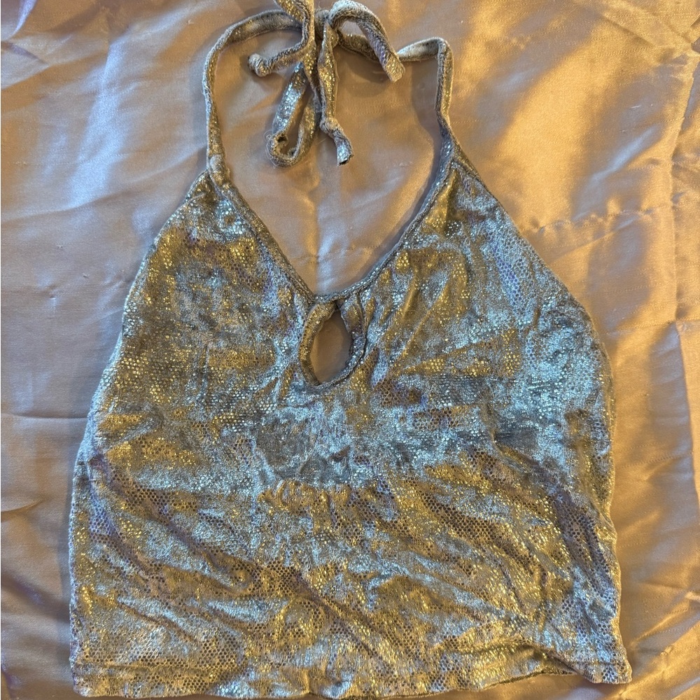 Metallic Halter Top